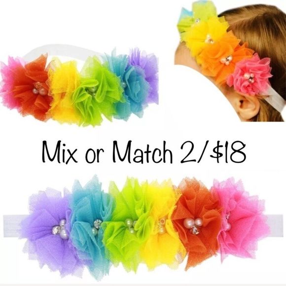 Floral Rainbow Elastic Headband Infant Toddler - Picture 4 of 8